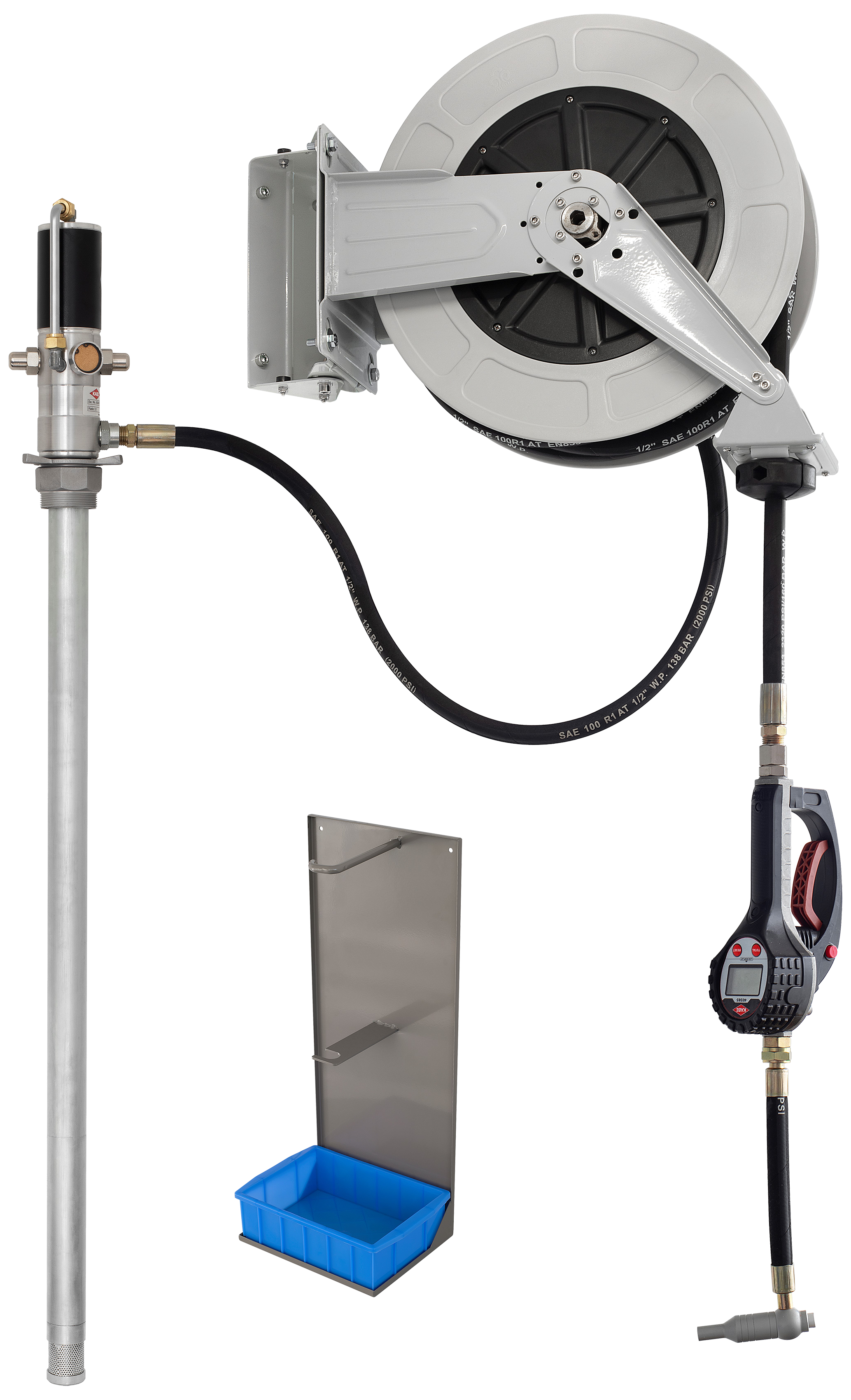 Oliesæt f/208ltr fad, pneum. pumpe & digitalpistol