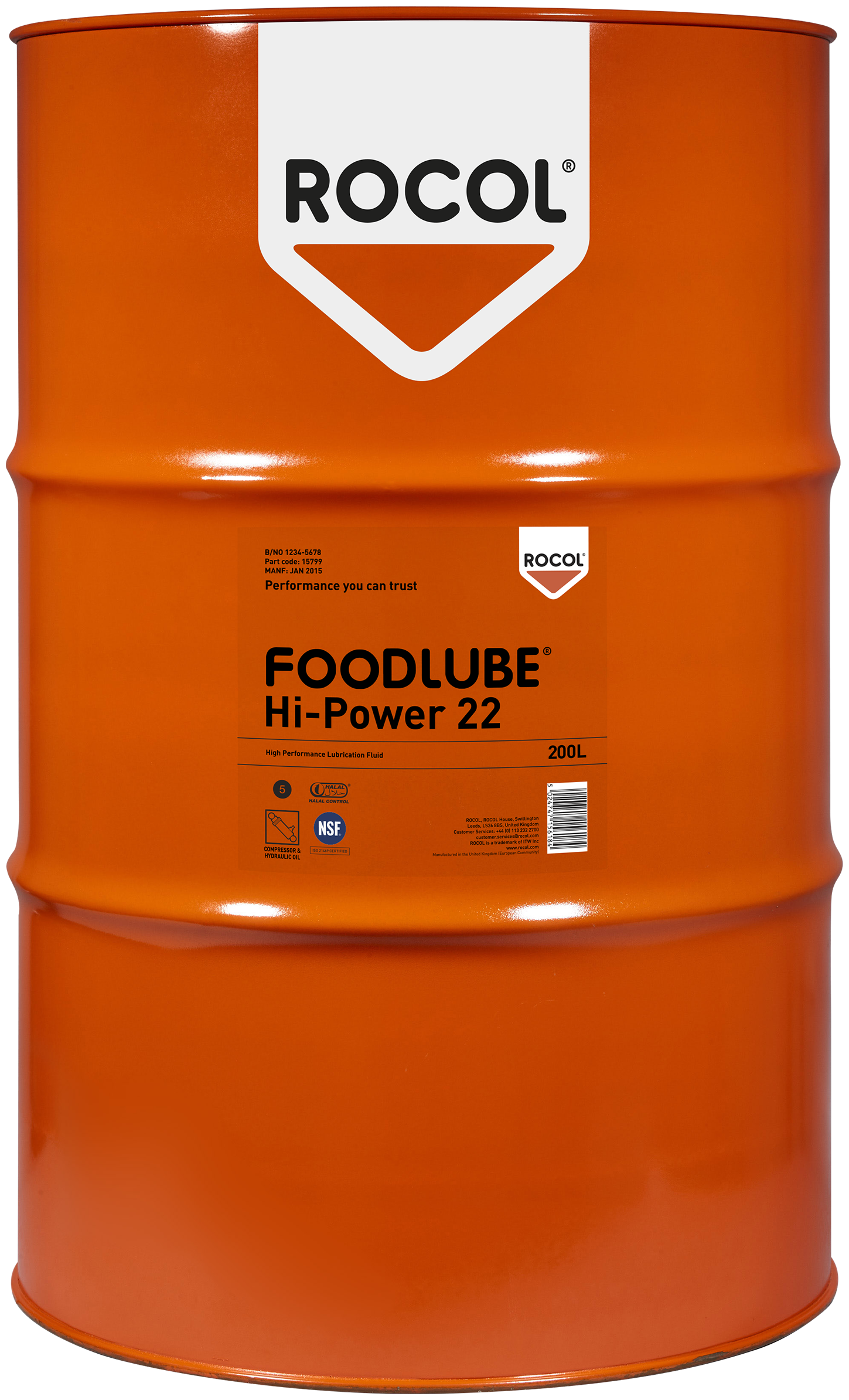 Foodlube Hi-Power 22 fuldsynt. hydraulikolie 200l