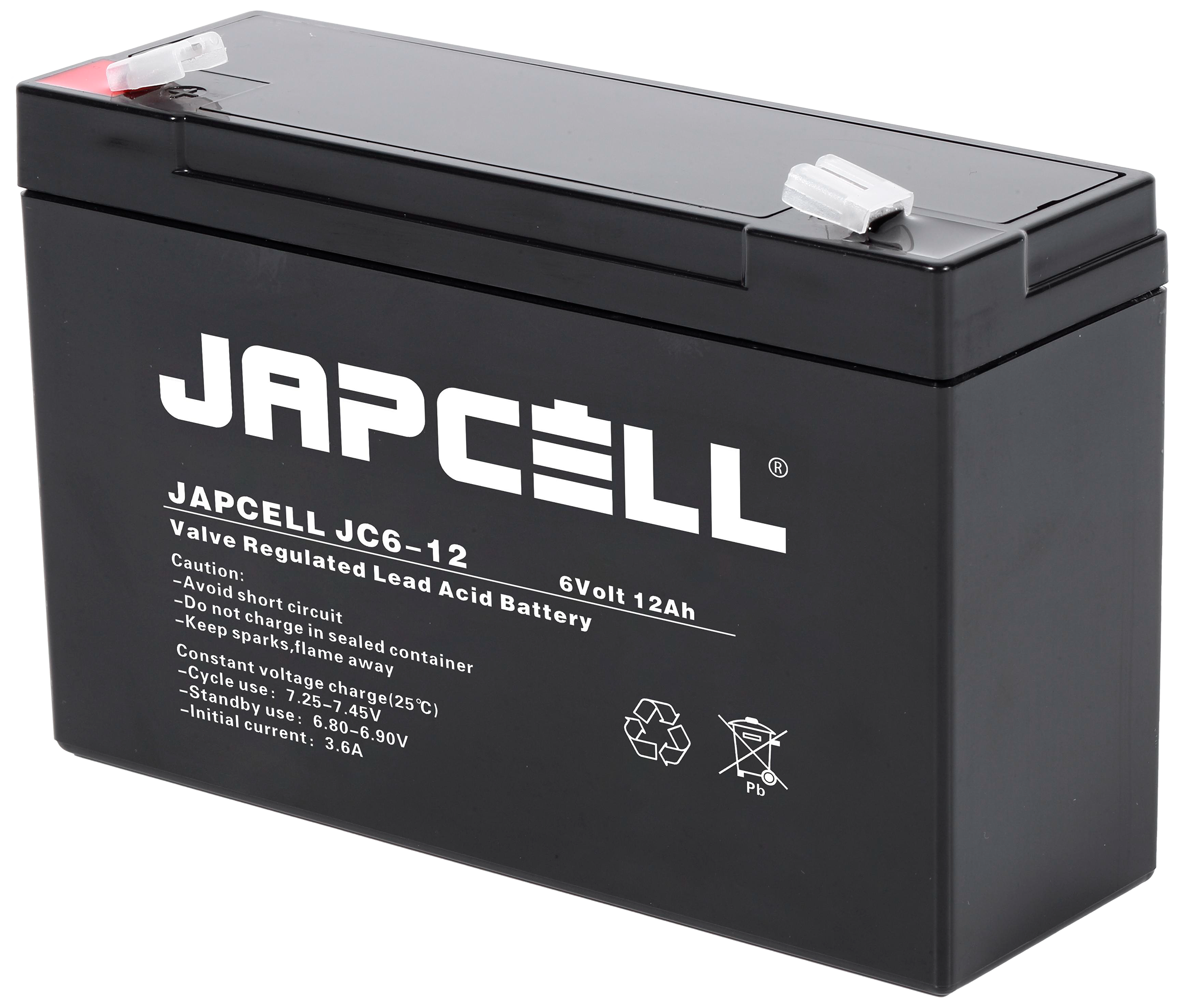 Japcell blybatteri JC6-12 AGM, 6V/12Ah