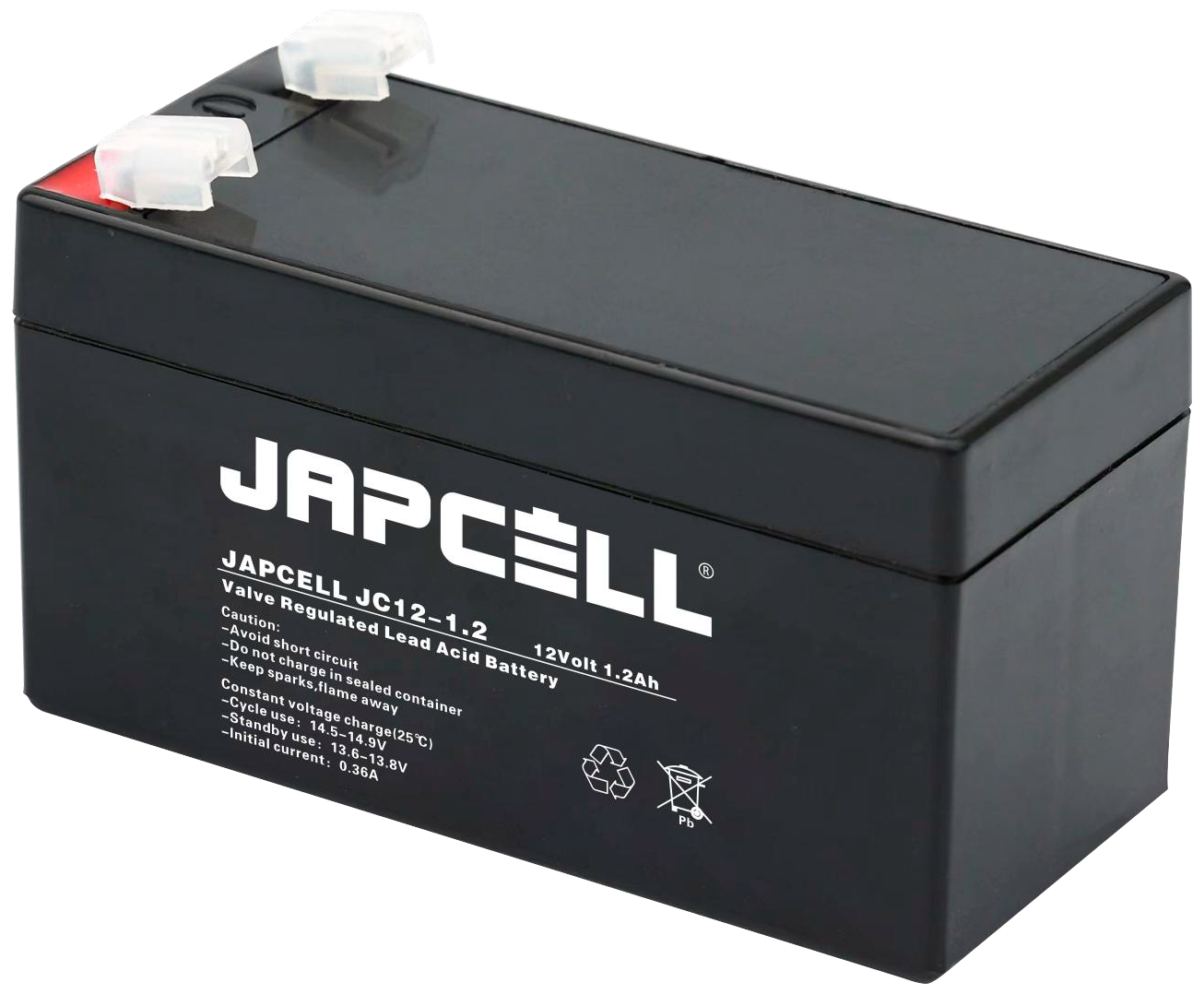 Japcell blybatteri JC12-1.2 AGM, 12V/1,2Ah
