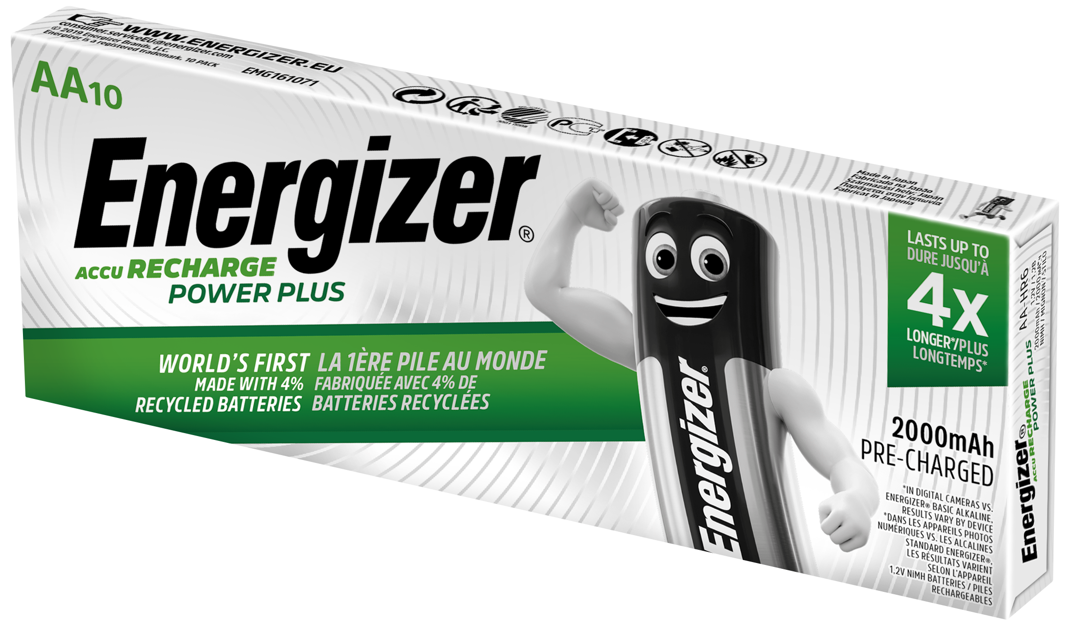 Energizer Power+ genopl. batteri AA 2000mAh, 10stk