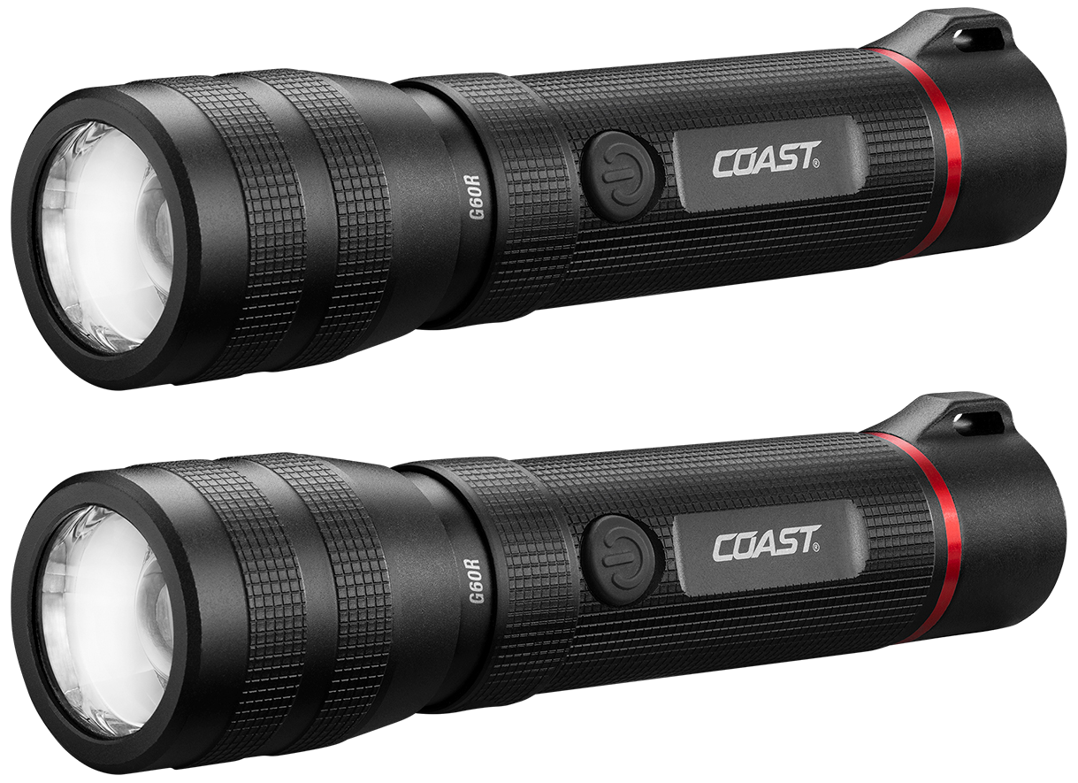 Coast G60R håndlygte vandtæt 1000lm genopl., 2 stk