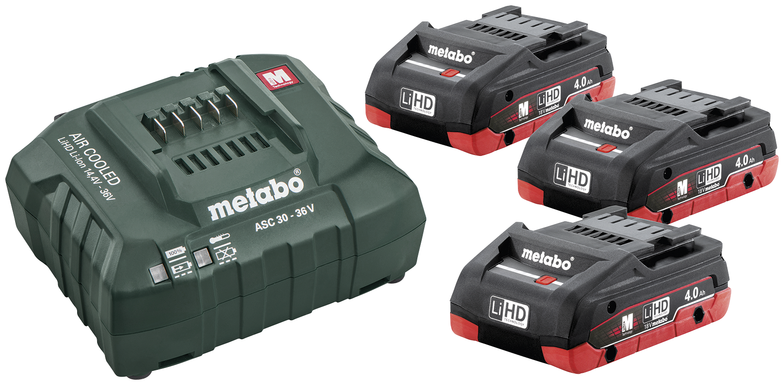 BatterisætÂ med 3×18V/4,0Ah LiHD + lader ACS 55