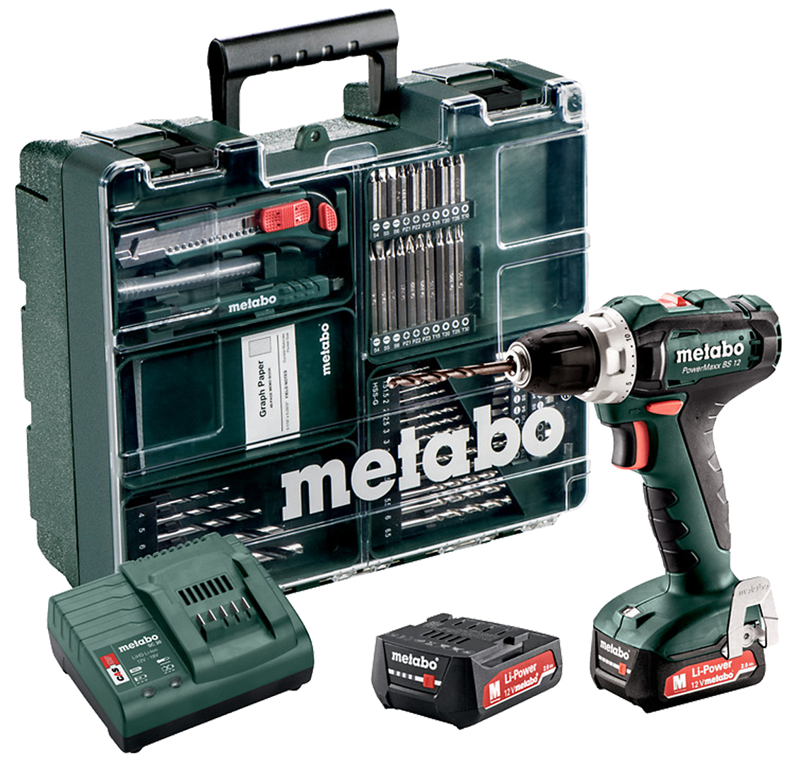 Bore-/skruemask. PowerMaxx BS12 2×2,0Ah m/tilbehør