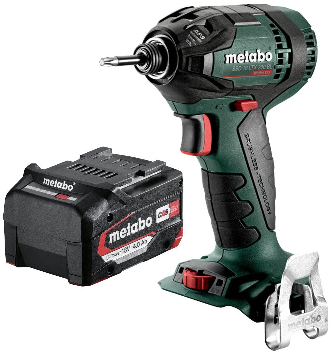 Sampak: Slagskruem. SSD18LTX200BL solo + 1×18V/4Ah
