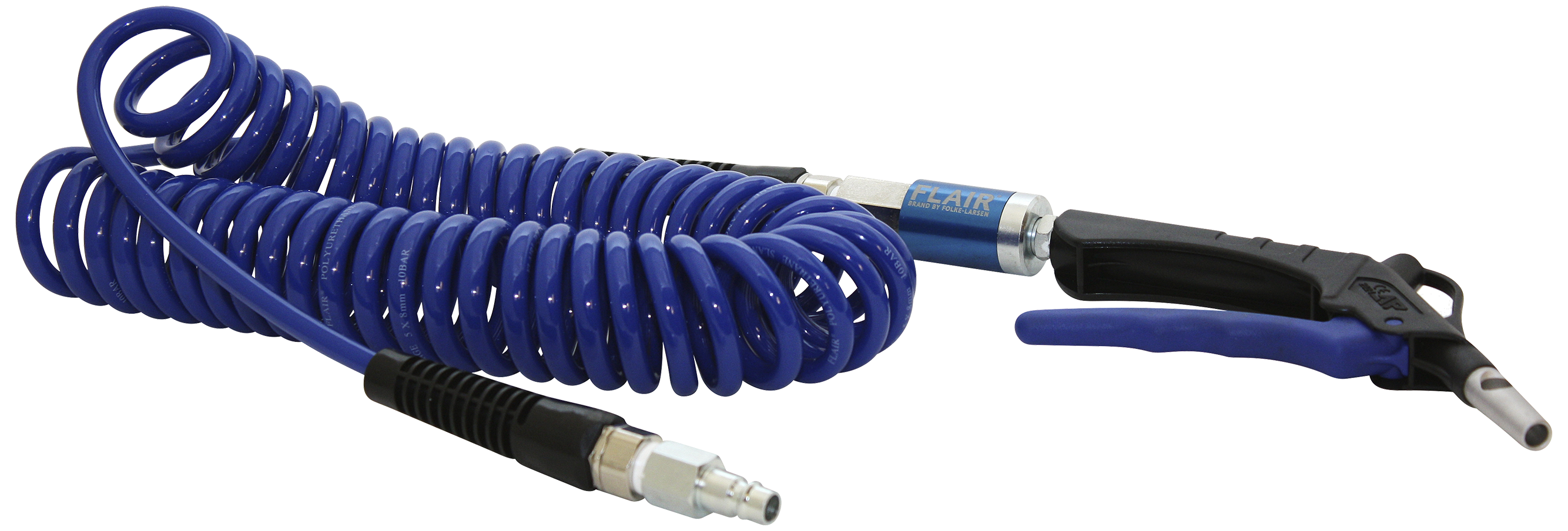 Flair spiralslange PU 4/6mtr m/sikkerhedskoblinger