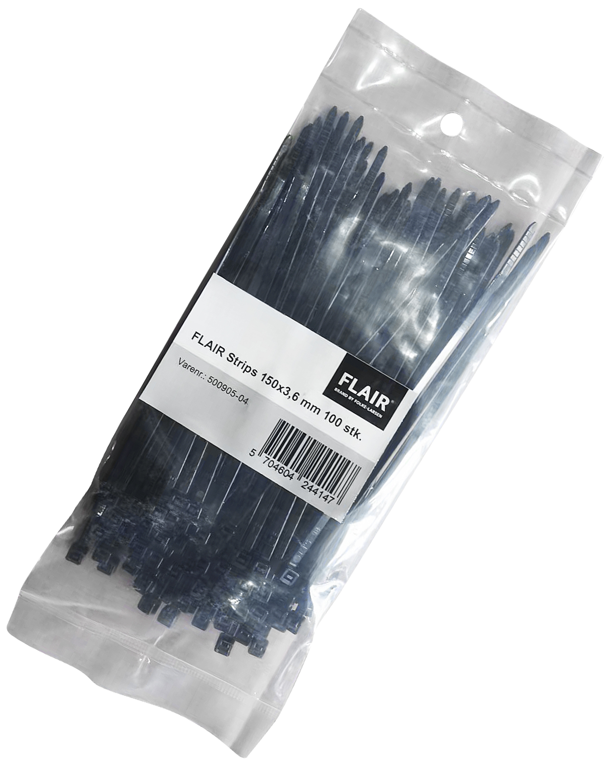 Flair kabelbindere 150×3,6mm sorte, 100stk