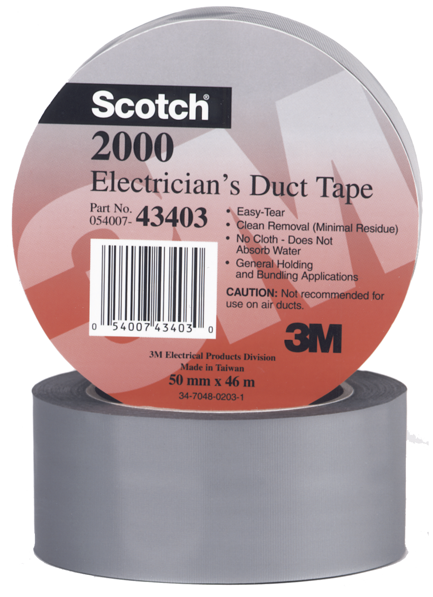 Scotch 2000 lysgrå elektriker-gaffatape 50mm×46m