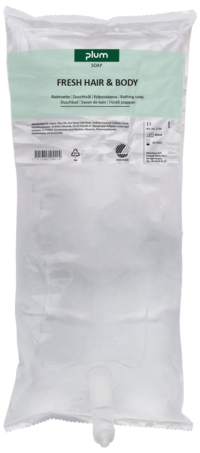 Plum Fresh Hair & Body badesæbe 1 ltr pose