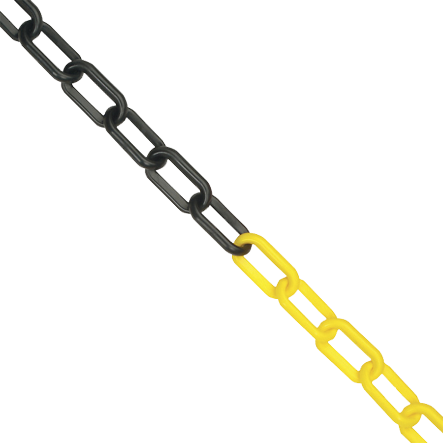 Afspærringskæde 6mm plast gul/sort m/samleled, 25m