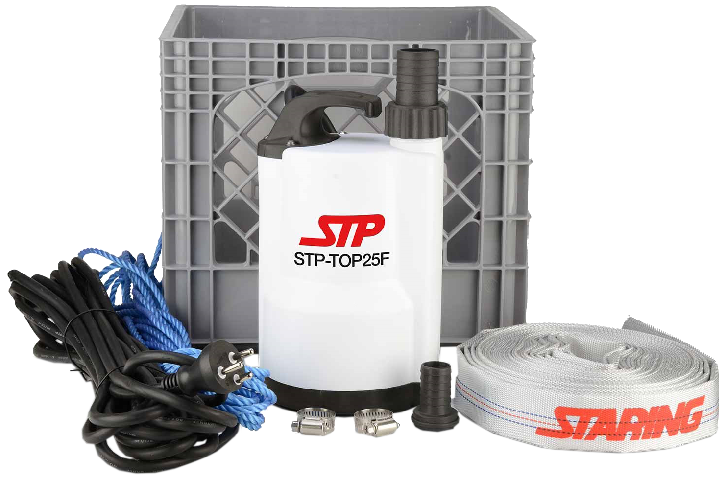 Entreprenørpumpe STP-TOP25F m/bundsug, m/slange mv