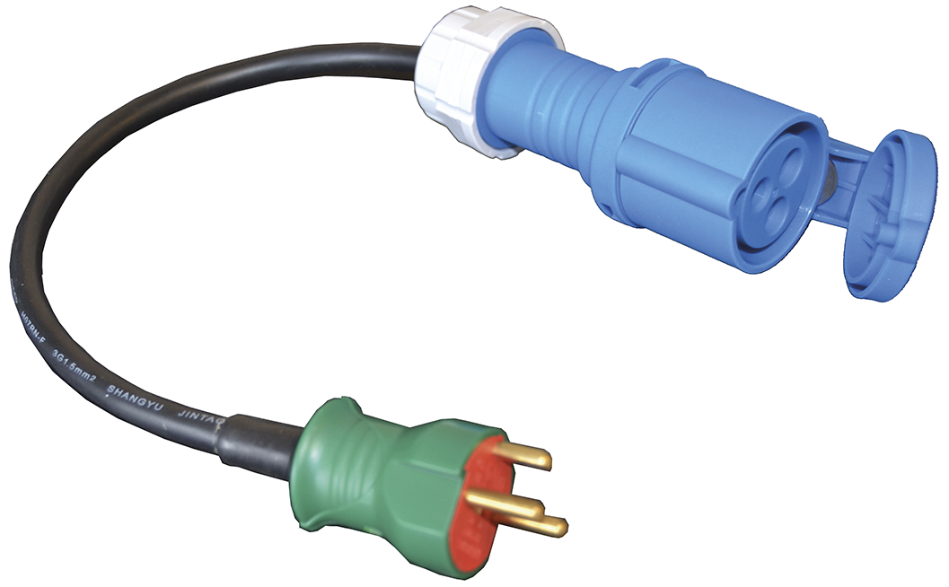 Stikadapter 50 cm CEE hun/rund han 230V