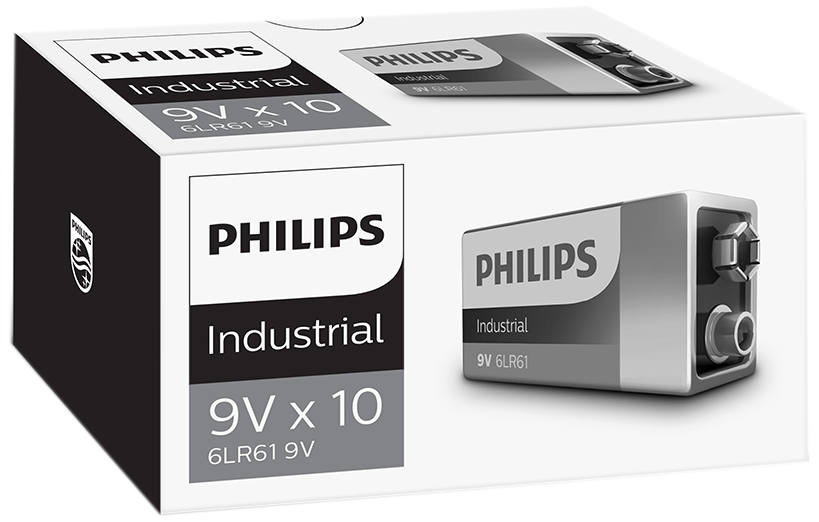 Philips Industrial alkaline batteri 6LR61 9V, 10st