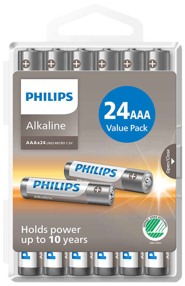 Philips alkaline batteri AAA/LR03 1,5V, 24stk