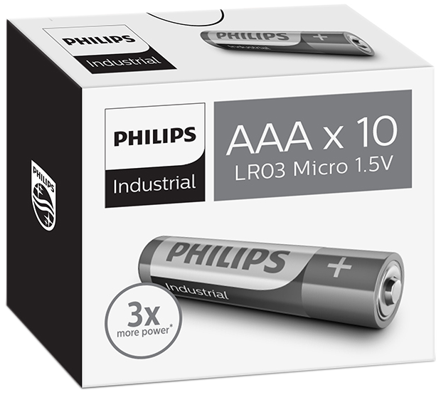Philips Industrial alk. batteri AAA/LR03 1,5V 10st