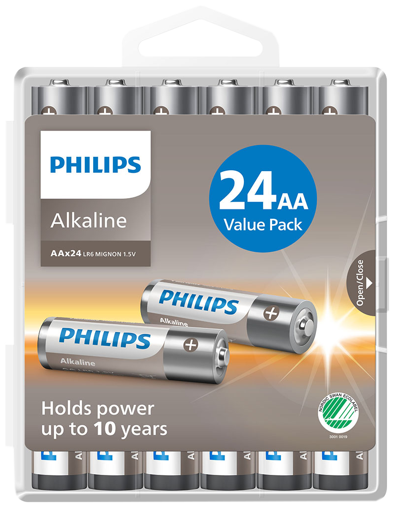 Philips alkaline batteri AA/LR6 1,5V, 24stk