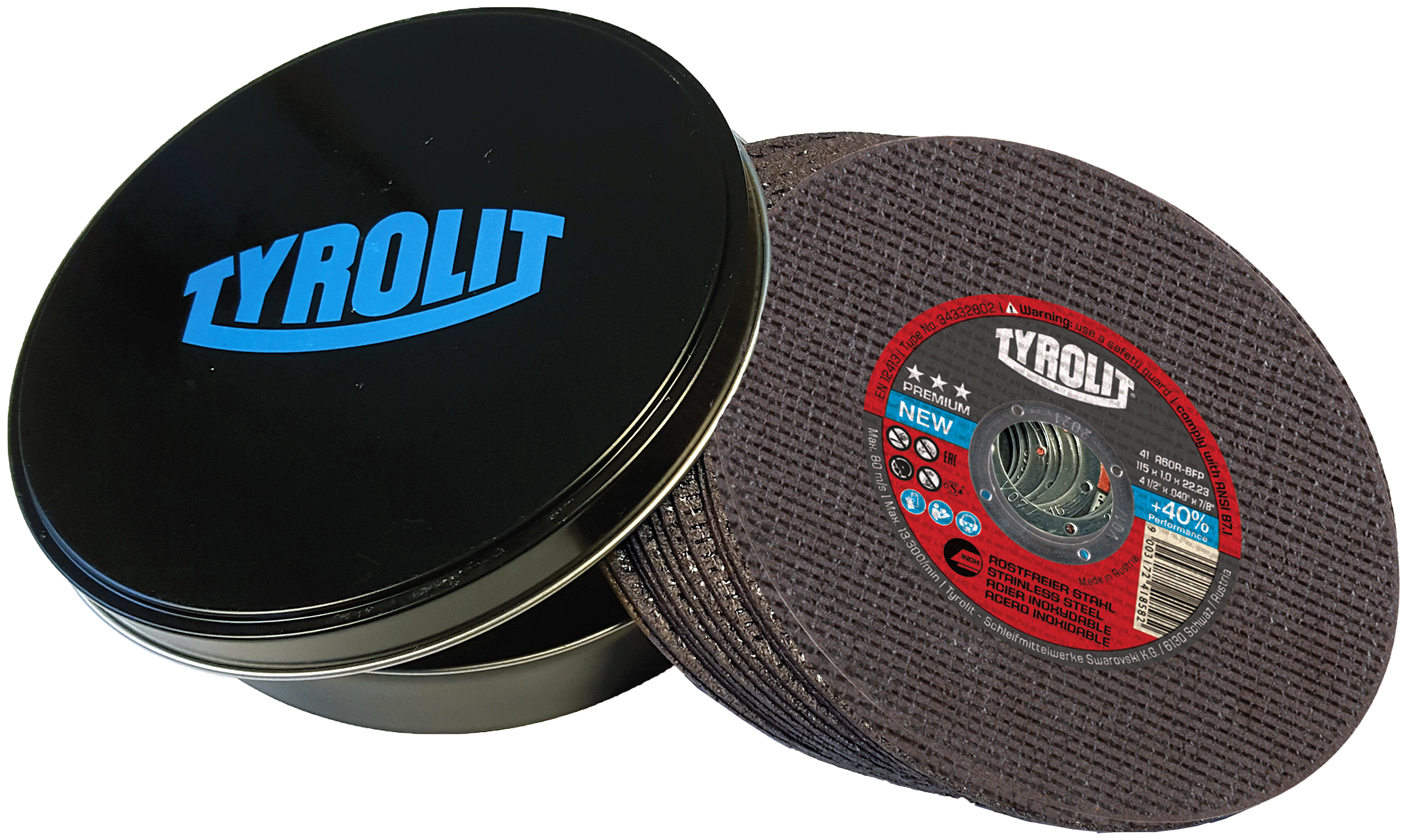 Skæreskive Prem. 41F ø125×1 A60R-BFP, i 10stk dåse