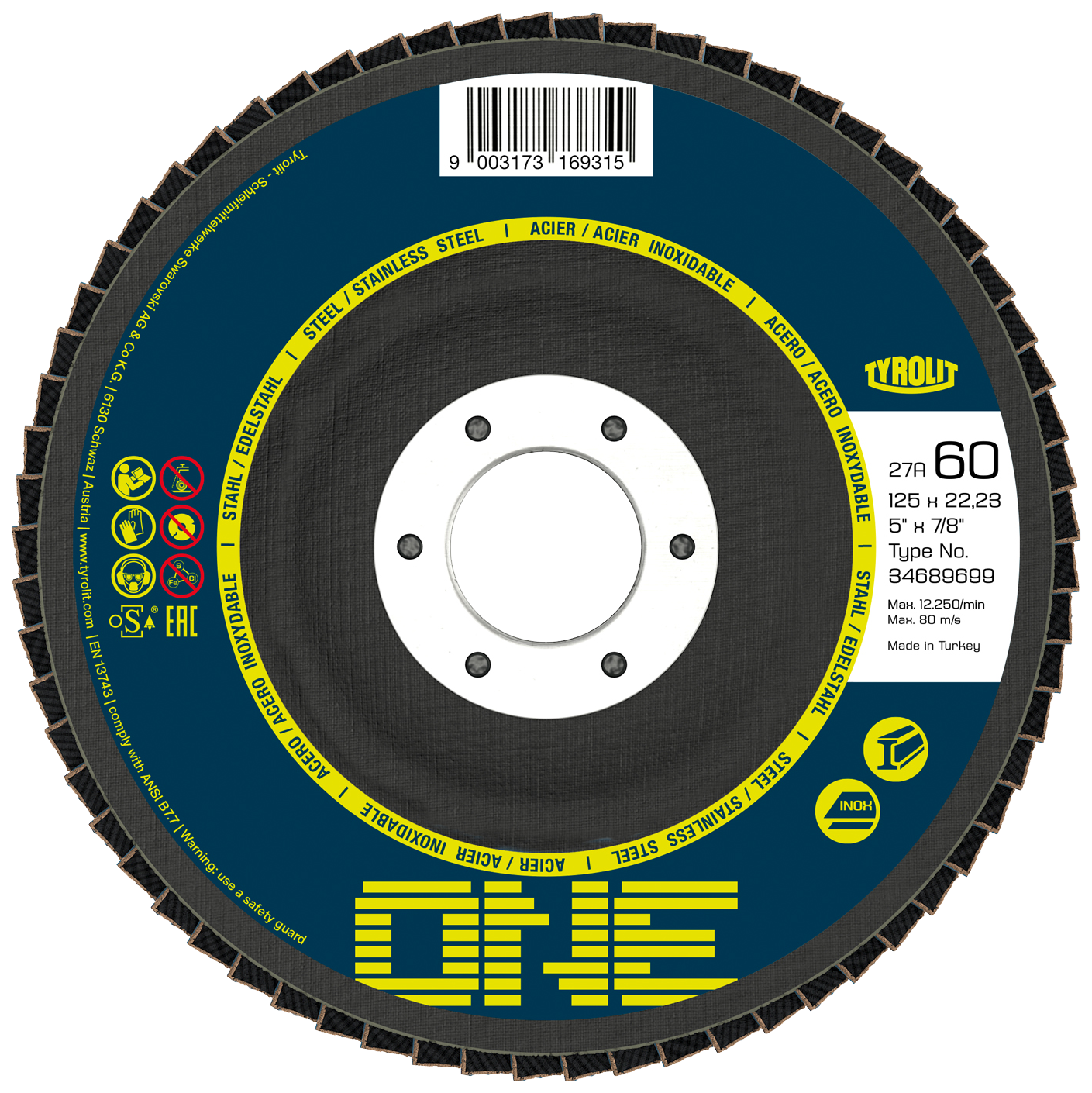 Tyrolit One lamelrondel form 27A ø115 ZA60Q-B