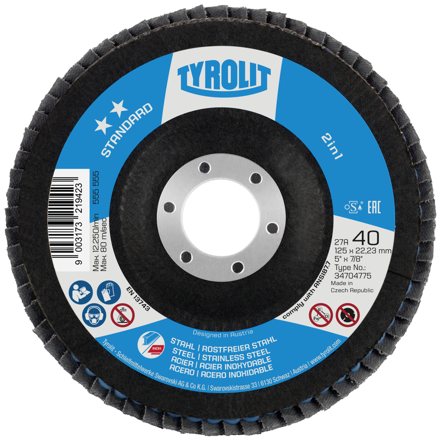 Lamelslibeskive Standard skrå 27XLA ø125 ZA60-425