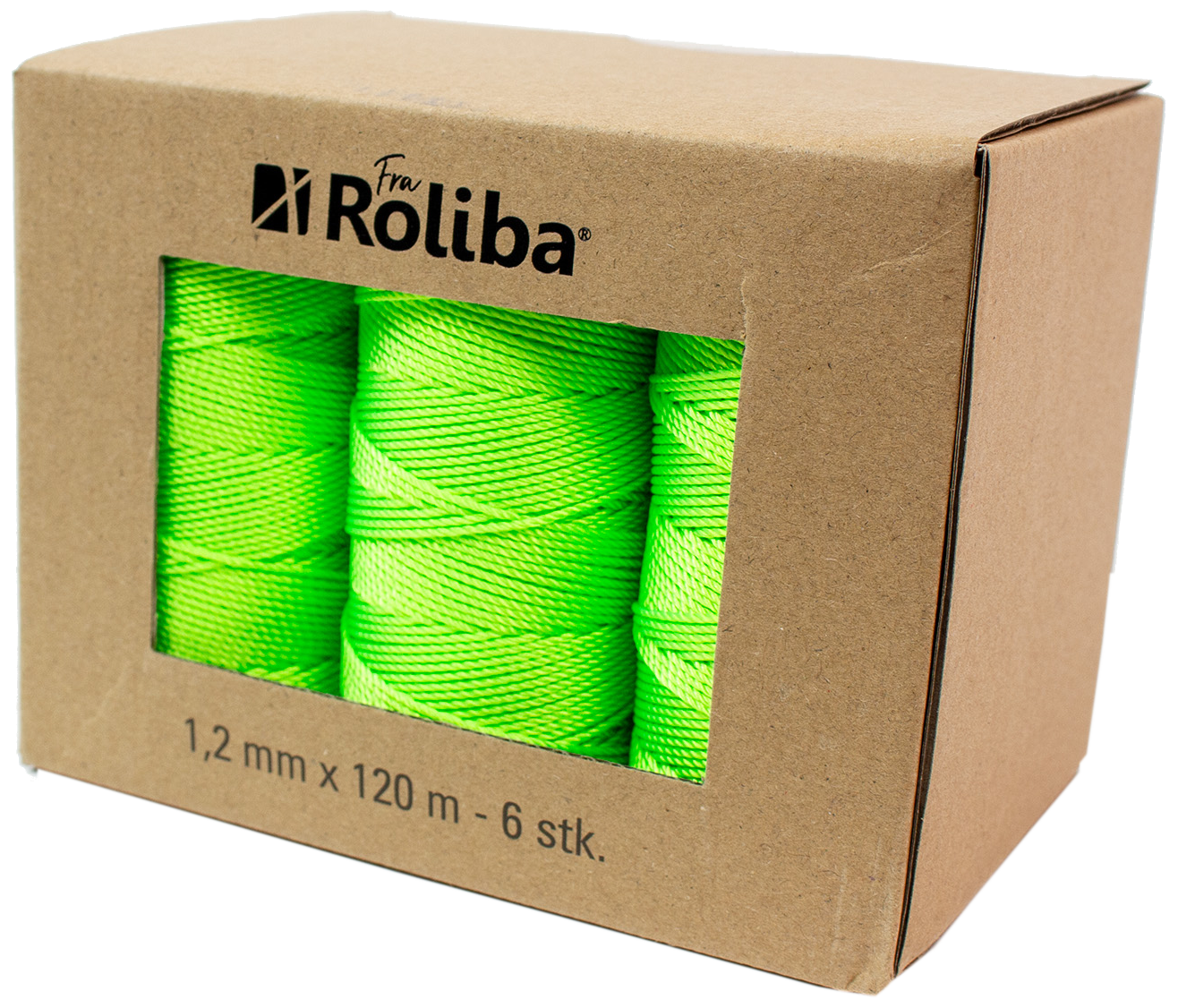 Mursnor 6/8 nylon 3-sl. 1,2mm×120m neongrøn, 6rl