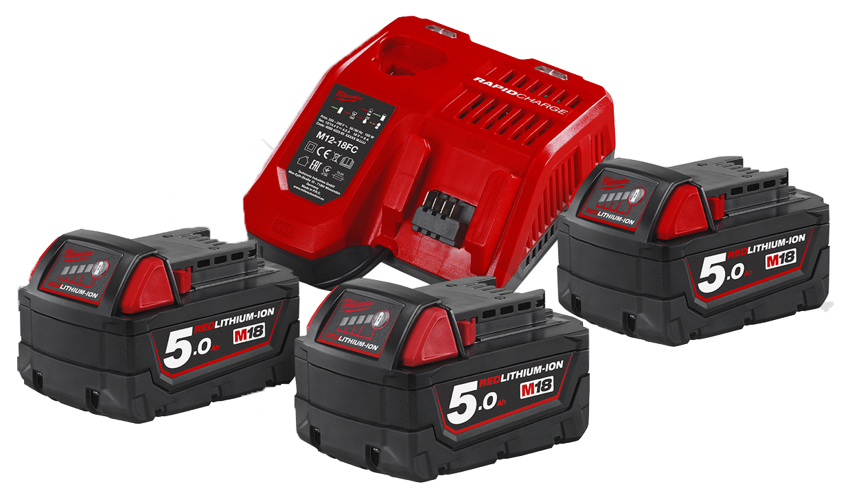 Batteripakke NRG-503, 3×18V/5,0Ah + lader M12-18FC
