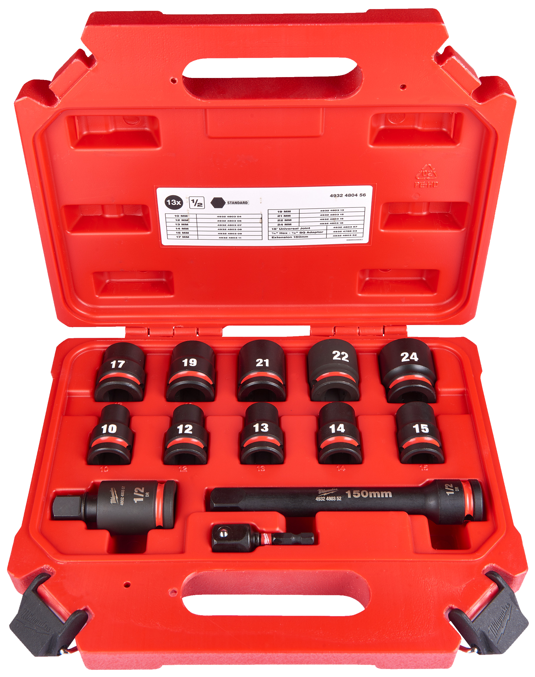 Slagtopsæt 1/2" Shockwave ID 10-24mm, 13dele