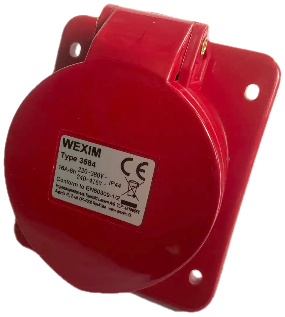 CEE vægudtag indbygning skrå IP44 16A 400V