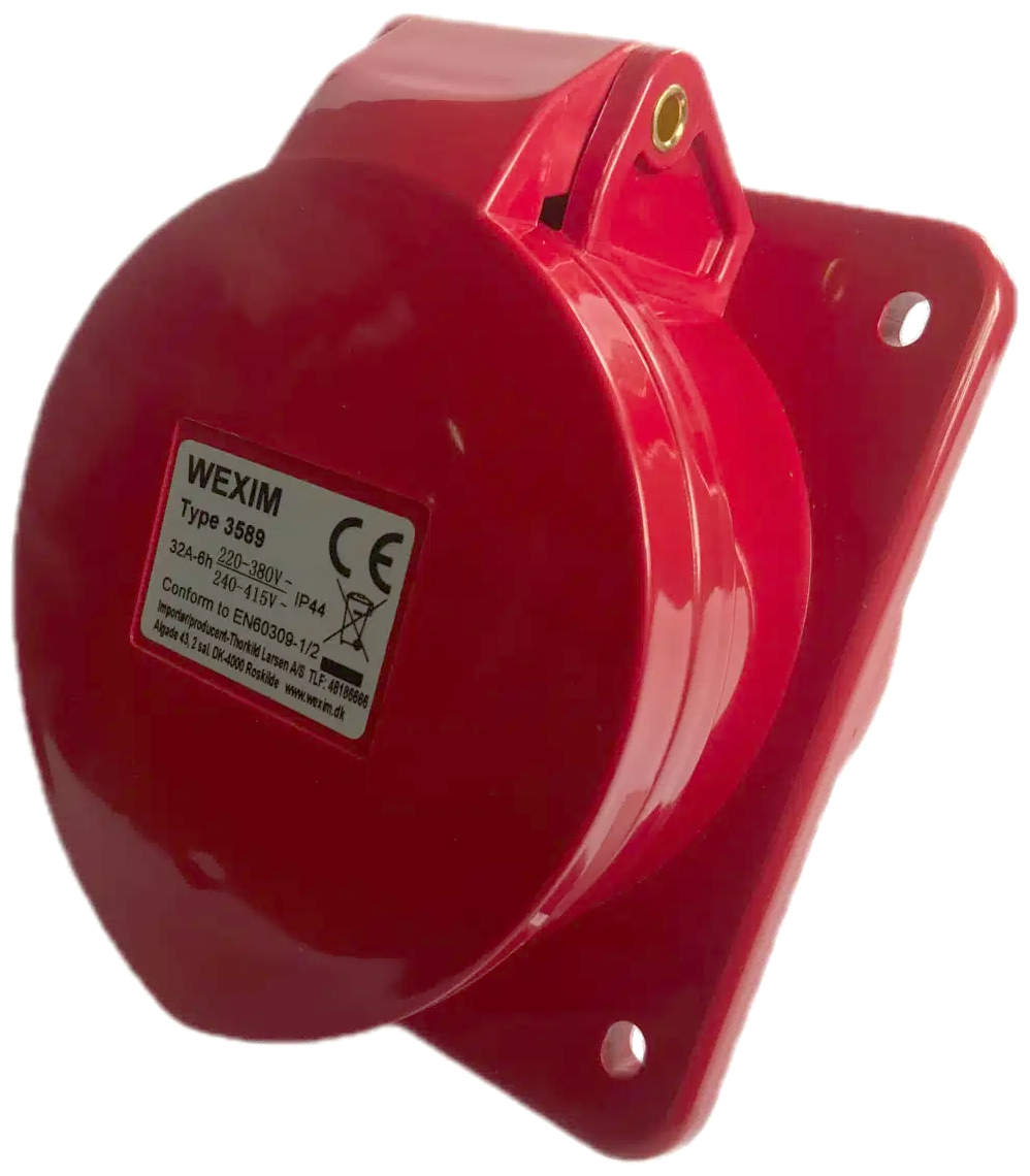 CEE vægudtag indbygning skrå IP44 32A 400V