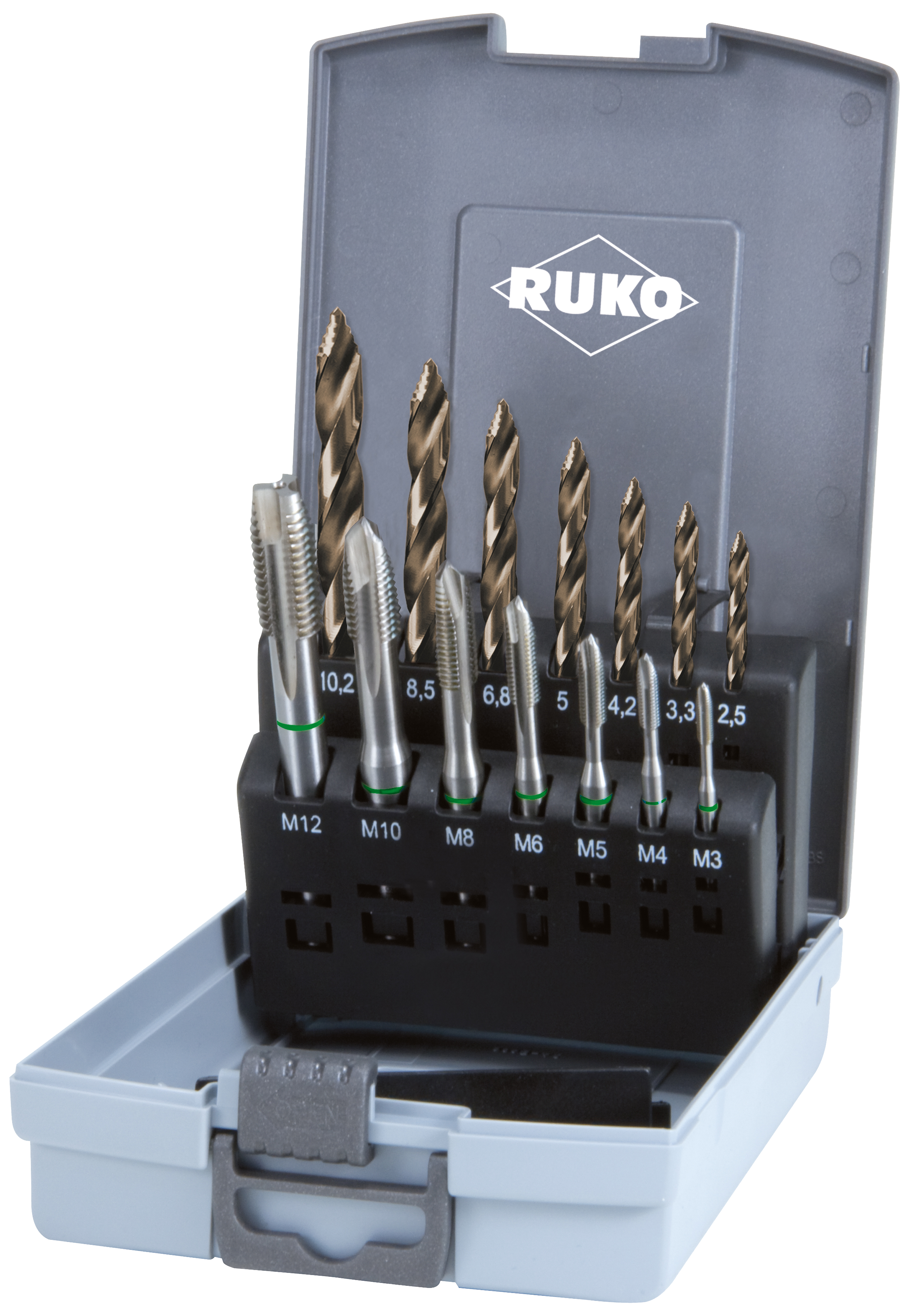 Maskintap-/spiralborsæt HSS-Co5 Flowstep M3-12