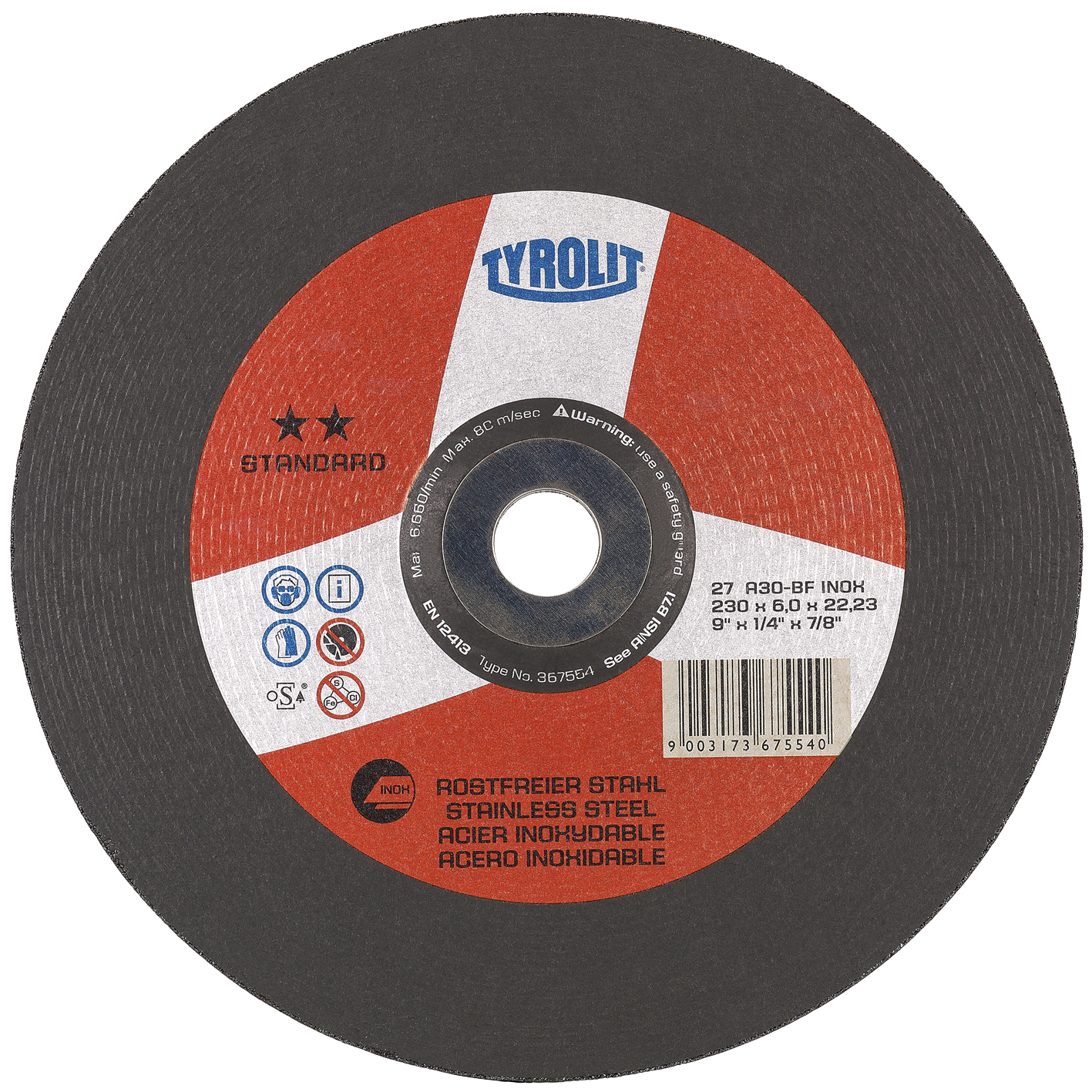 Skrubskive Standard 27X ø230×6 A30R-BFinox