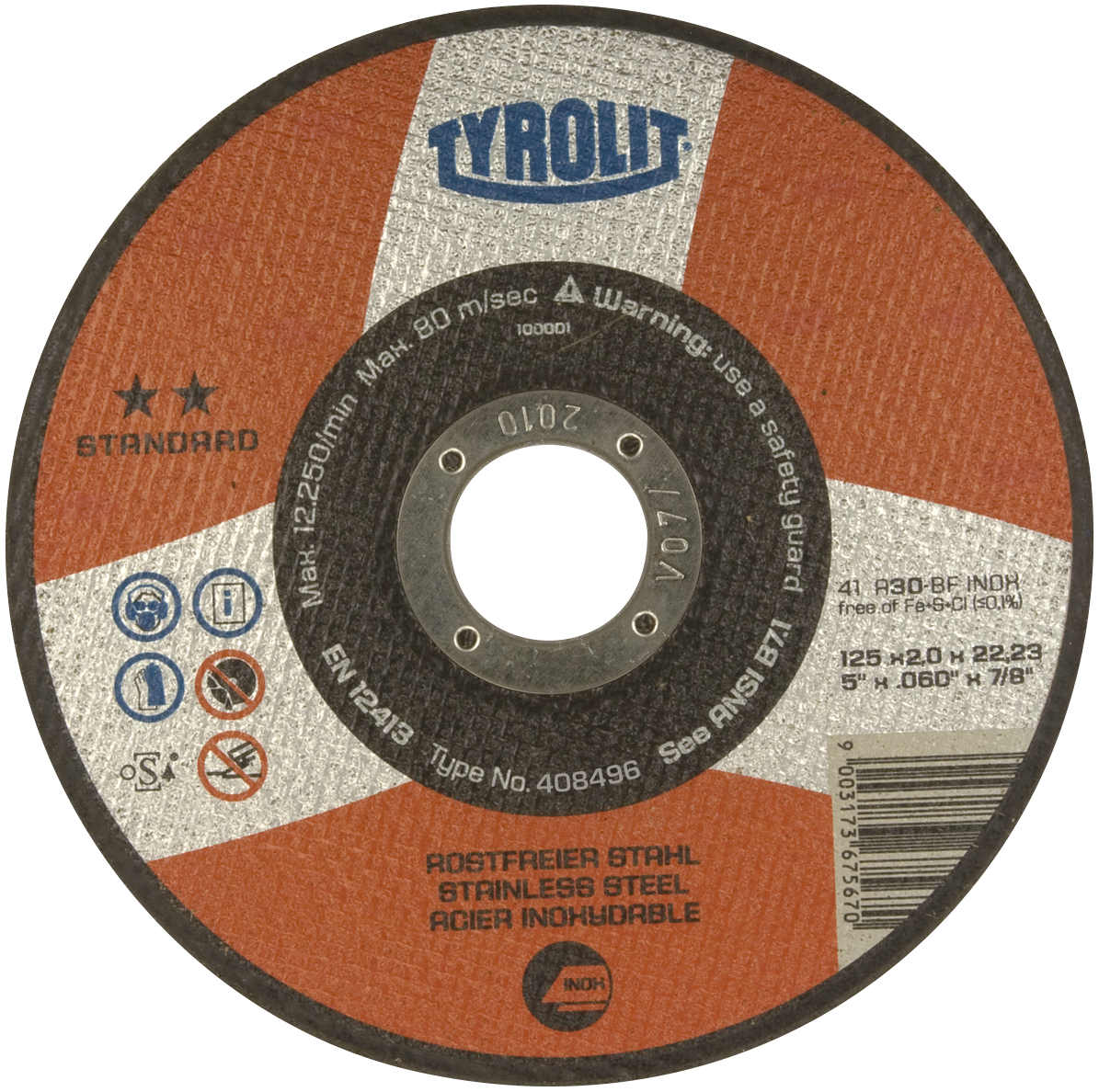 Skæreskive Standard 41X ø125×2,0 A30-BFinox