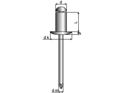 Aluminium/stål blindnitte 3,2x12 alu/st pan - 750 stk