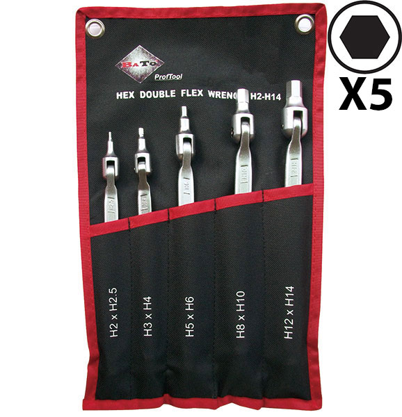 BATO Dobbelt lednøglesæt 6kt. 2-14mm. 5 dele