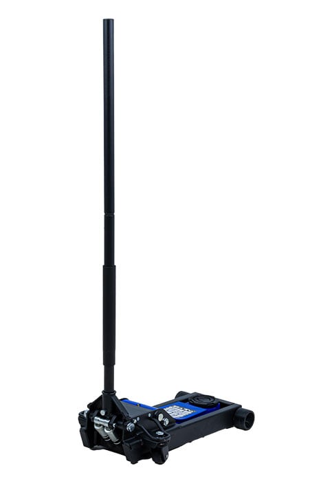 BATO Værksteds donkraft 3 ton. Løftehøjde 85-510mm. Dobbeltpumpe for hurtigt løft med ekstra lang lavprofil 740 mm. Nylon hjul