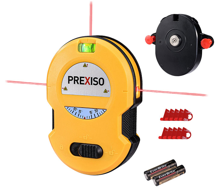 PREXISO PLV2 Multi Krys Laser Vaterpas med roterbar magnet vægbeslag 10m.
