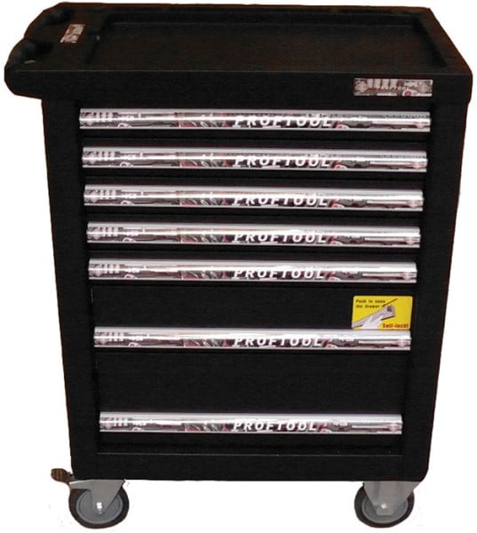 BATO Værktøjsvogn 7 skuffer. 5 små, 1 mellem, 1 stor. Sort.