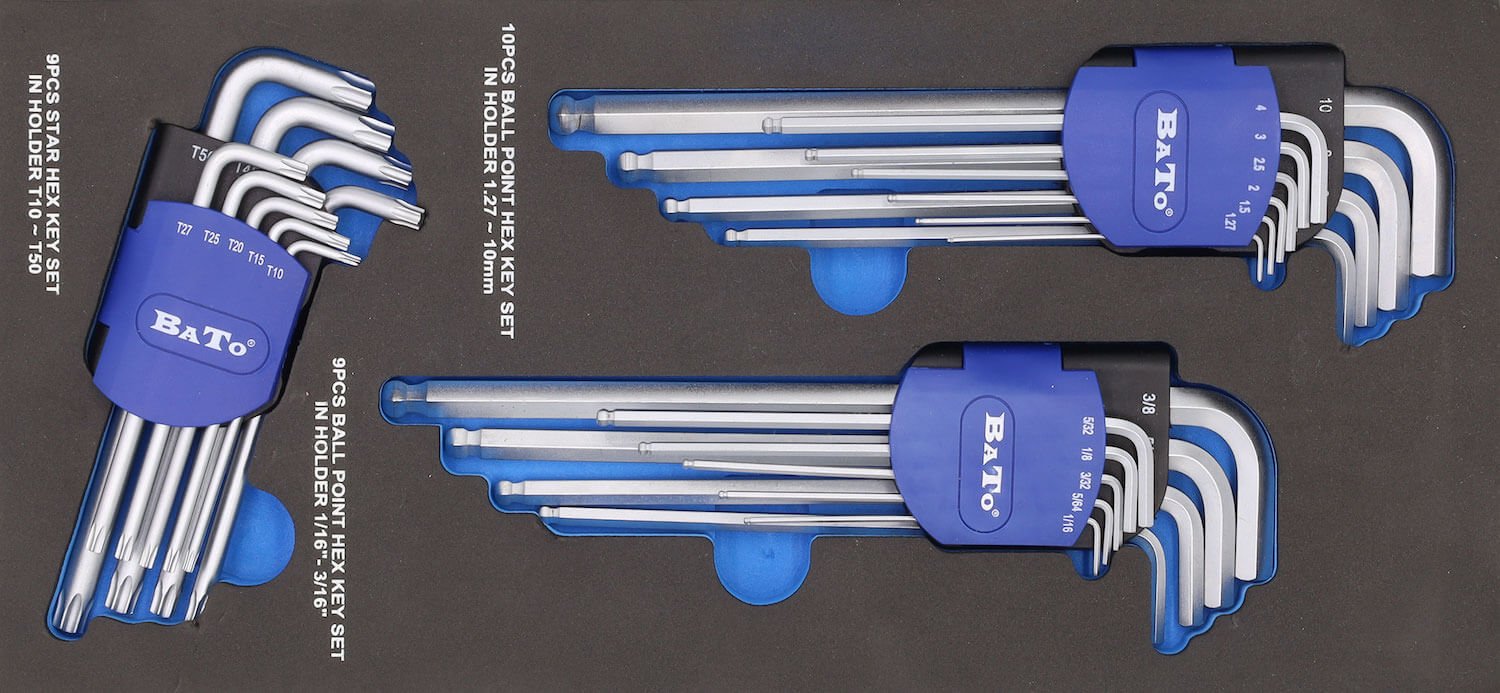 BATO Stiftnøglesæt mm./TOMMER/Torx. EVA 1/3. Blank