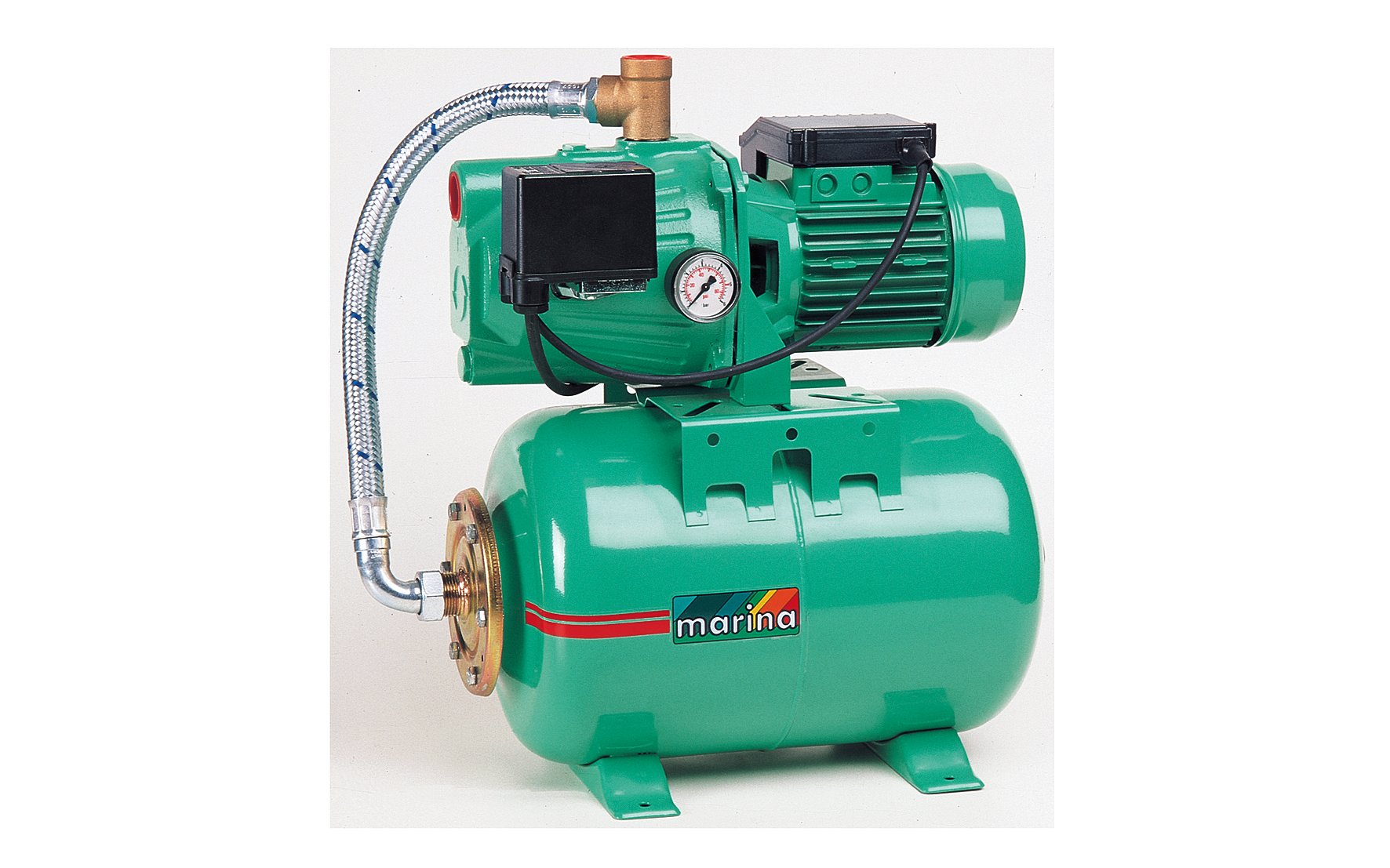 Marina CAM 100/25 husvandværk, 230v, 1 ", 70 l/min løftehøjde 32 mtr., støbejerns hus, 25 l. tank