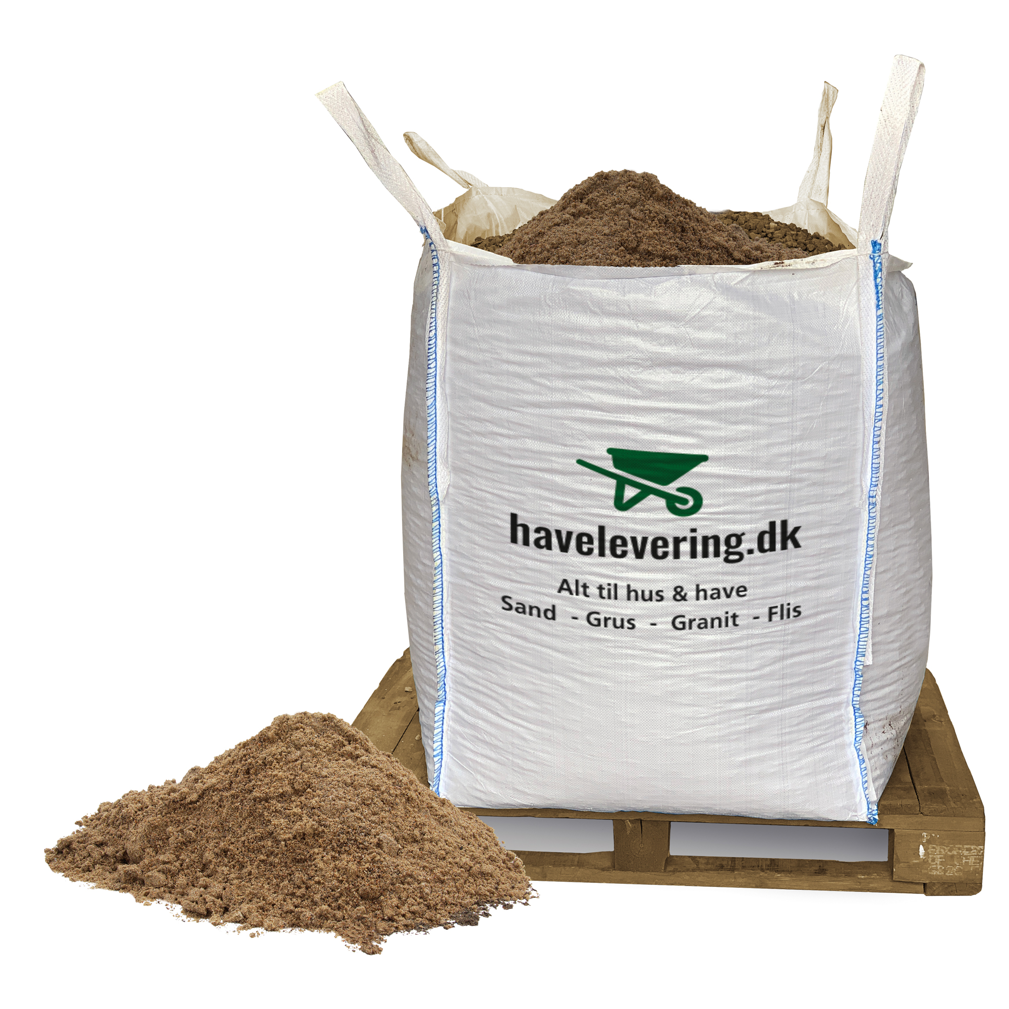 Pudsesand 0 - 1 mm. Frit leveret i hele Danmark.