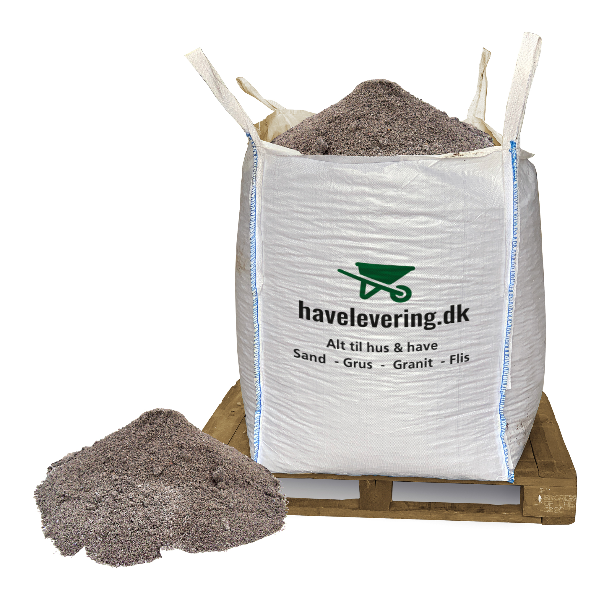 Grå stenmel 0 - 2mm. Frit leveret i hele Danmark.