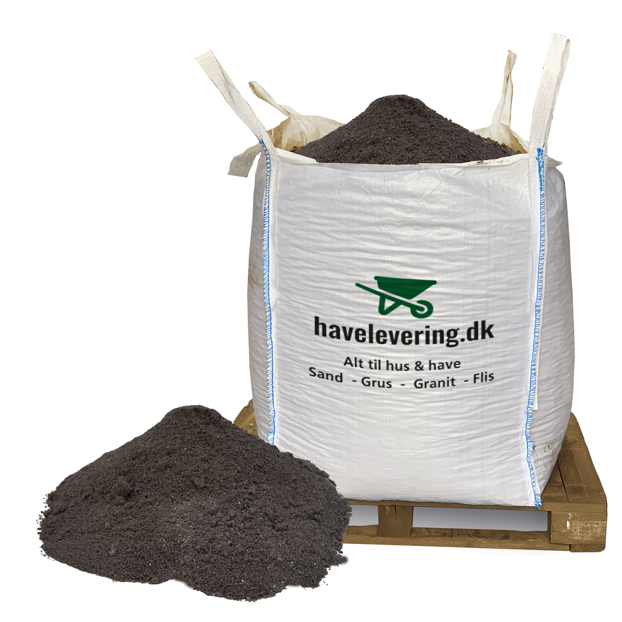 Sort stenmel 0 -2 mm. Frit leveret i hele Danmark.