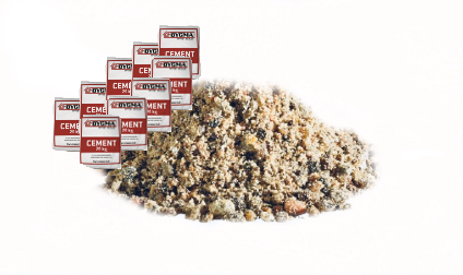 1600kg støbemix 0/8 + 225kg cement 42,5 Frit leveret i hele Danmark.