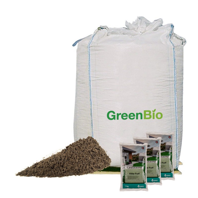 1000L Valgfri topdressing + 3 kg Villa turf græsfrø