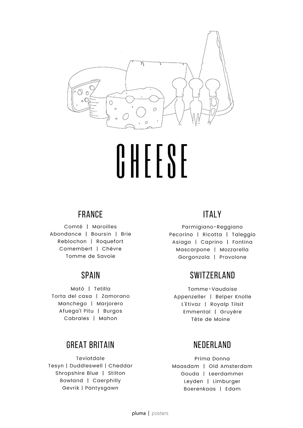 Cheese af Pluma Posters
