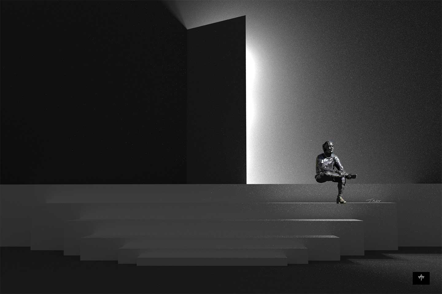 Engel på trappe af Thor Winddelboe