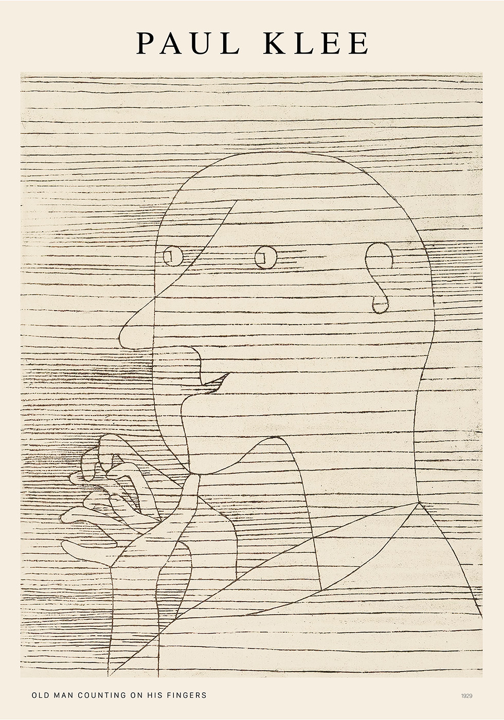 Old Man Counting on His Finger af Plakatwerket