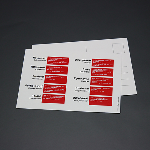 Postkort med ordklasserne