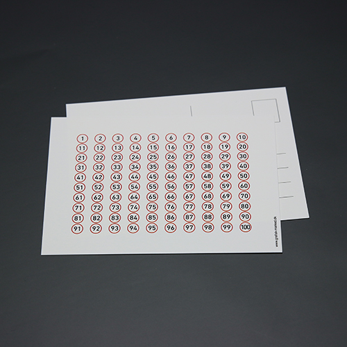 Postkort med tallene fra 1-100