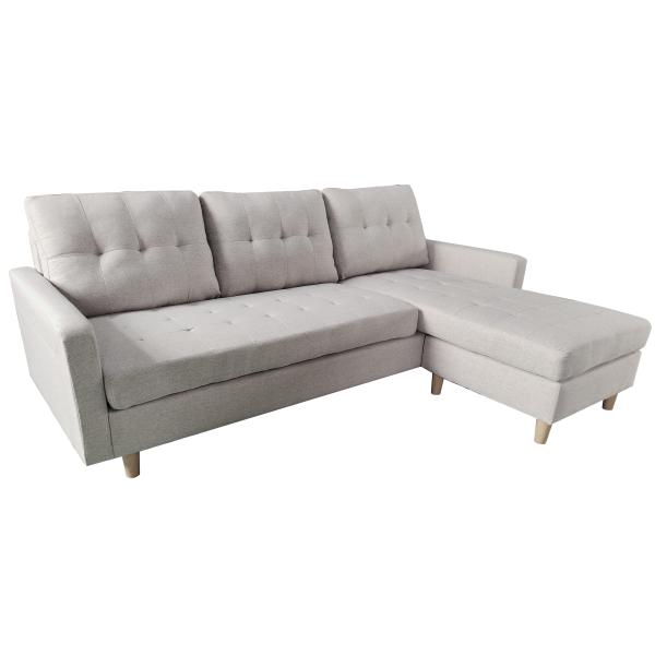 Homeville Leeds højre-/venstrevendt stof lysegrå 217x152x82cm