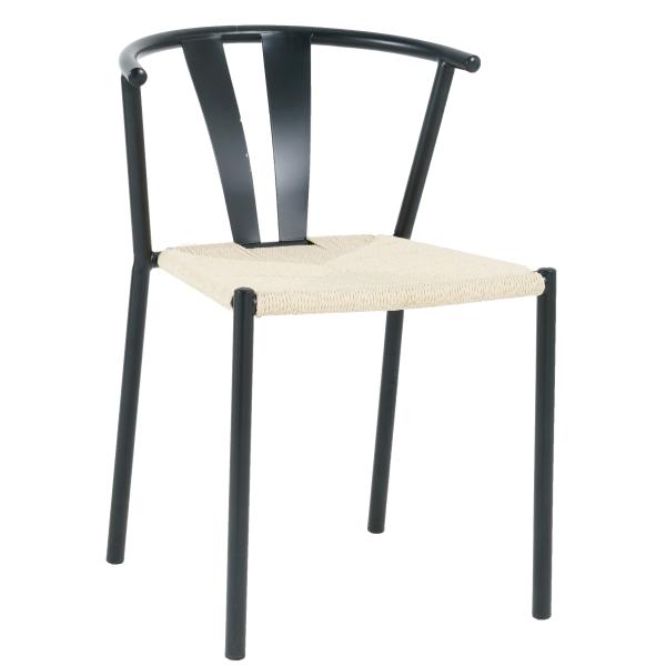 Homeville Selma med fletsæde sort/natur 44x54,5x72,5cm